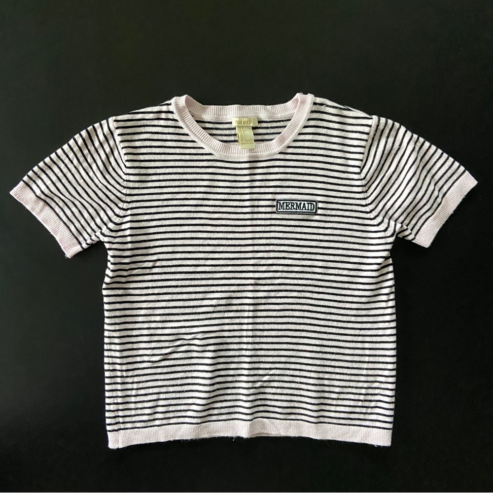 Forever 21 Striped Crop Top “Mermaid” T-shirt